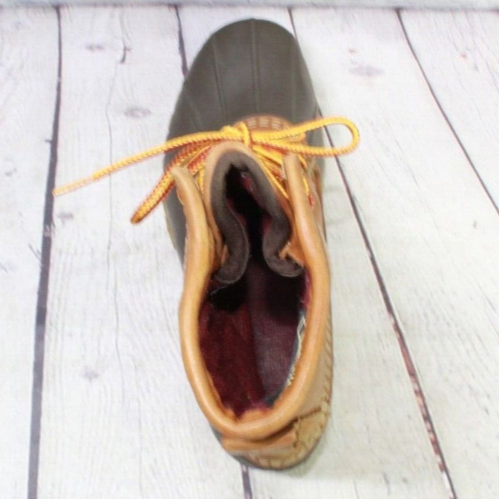 LL Bean 8 Inch WP Goretex Thinsulate Brown Leather Ankle Duck Boots Size 7 M - Picture 6 of 8